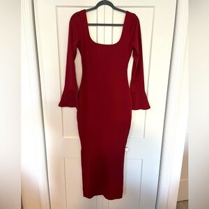 Princess Polly Belfa Long Sleeve Maxi Dress Burgundy